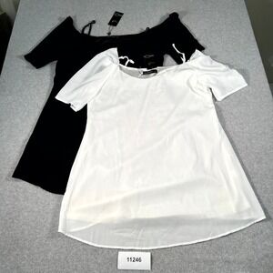 Lot of 2 Style Dome Mini Dress Womens XL Black White Lined Off The Shoulder Neck